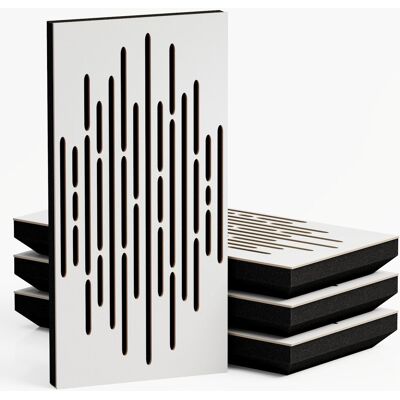 Panele WAVE-5 akustyczne wąskie, Zestaw 4 szt., 50x25x5cm, UA Acoustics, MDF: Biały Panele WAVE-5 akustyczne wąskie, Zestaw 4 szt., 50x25x5cm, UA Acoustics, MDF: Biały