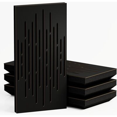 Panele WAVE-5 akustyczne wąskie, Zestaw 4 szt., 50x25x5cm, UA Acoustics, MDF: Czarny Panele WAVE-5 akustyczne wąskie, Zestaw 4 szt., 50x25x5cm, UA Acoustics, MDF: Czarny