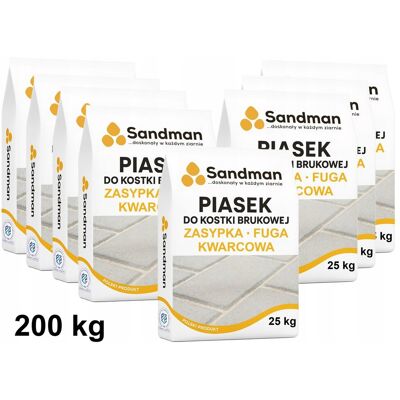 Sandman PIASEK KWARCOWY Premium ZASYPKA FUGA DO KOSTKI BRUKOWEJ Suchy 200kg 0,4-0,8 Sandman PIASEK KWARCOWY Premium ZASYPKA FUGA DO KOSTKI BRUKOWEJ Suchy 200kg 0,4-0,8