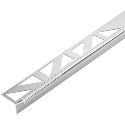 Profil do glazury aluminiowy zewnętrzny wąski 10 mm Cezar Srebrny El-Poler Połysk 2,50m Profil do glazury aluminiowy zewnętrzny wąski 10 mm Cezar Srebrny El-Poler Połysk 2,50m