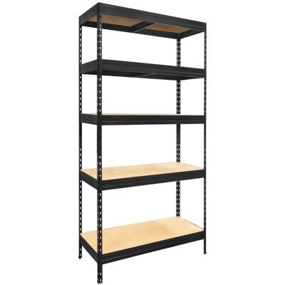 Kovona Regał Metalowy 180x90x45cm CZARNY - 5 Półek, Całkowite Obciążenie 1250kg Kovona Regał Metalowy 180x90x45cm CZARNY - 5 Półek, Całkowite Obciążenie 1250kg