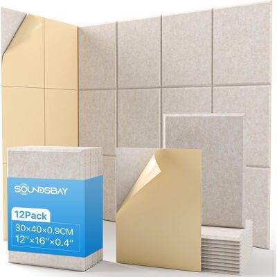 Inny producent Samoprzylepne Panele Akustyczne 12 Sztuk 30x30x0.9cm Beżowe Dźwiękochłonne Inny producent Samoprzylepne Panele Akustyczne 12 Sztuk 30x30x0.9cm Beżowe Dźwiękochłonne