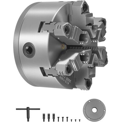 Vevor Uchwyt Tokarski Samocentrujący 160 Mm 6 Szczękowy Z Płytą Mocującą D1-4 Vevor Uchwyt Tokarski Samocentrujący 160 Mm 6 Szczękowy Z Płytą Mocującą D1-4