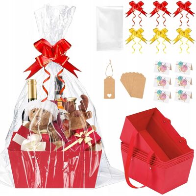 Inny producent ZESTAW 6 KOSZY PREZENTOWYCH DUŻY KARTON KRAFT FOLIA WSTĄŻKI BILECIKI Inny producent ZESTAW 6 KOSZY PREZENTOWYCH DUŻY KARTON KRAFT FOLIA WSTĄŻKI BILECIKI
