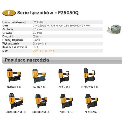 BOSTITCH GWOŹDZIE F 2,50 x 50mm 9900szt. F25050Q BOSTITCH GWOŹDZIE F 2,50 x 50mm 9900szt. F25050Q