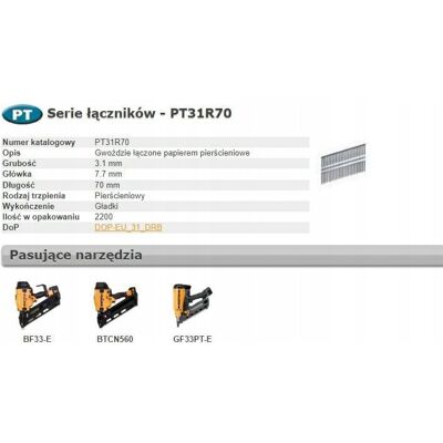 Bostitch Model PT 33' Szögfejek gyűrűs - Do stolarstwa i budownictwa Bostitch Model PT 33' Szögfejek gyűrűs - Do stolarstwa i budownictwa
