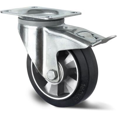 Inny producent Do dużych obciążeń Kółka z hamulcem 250mm Czarna Guma seria BAF4 Inny producent Do dużych obciążeń Kółka z hamulcem 250mm Czarna Guma seria BAF4