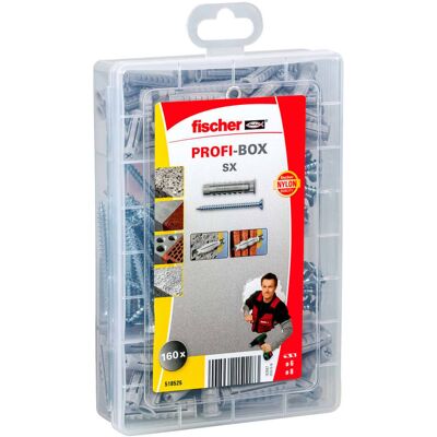 Fischer Zestaw kołków z wkrętami PROFI-BOX, SX, 160 szt. Fischer Zestaw kołków z wkrętami PROFI-BOX, SX, 160 szt.