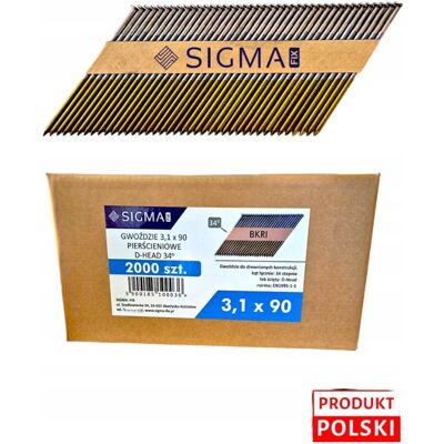 Inny producent Gwoździe 34° Papier 3,1x90 RING 2 tyś. Inny producent Gwoździe 34° Papier 3,1x90 RING 2 tyś.