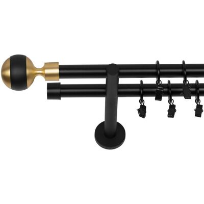 Inny producent KARNISZ PODWÓJNY 220 CM 19 MM CZARNY MAT KULA MIX CICHE KÓŁKA NA ŻABKI Inny producent KARNISZ PODWÓJNY 220 CM 19 MM CZARNY MAT KULA MIX CICHE KÓŁKA NA ŻABKI