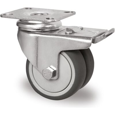 Inny producent Kółka meblowe z hamulcem 75mm TPR P2T2 BB Inny producent Kółka meblowe z hamulcem 75mm TPR P2T2 BB