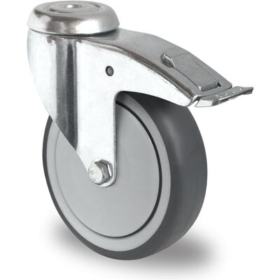 Inny producent Kółka meblowe z hamulcem otwór na śrubę 100mm TPR P2T2 BB Inny producent Kółka meblowe z hamulcem otwór na śrubę 100mm TPR P2T2 BB
