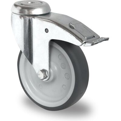 Inny producent Kółka meblowe z hamulcem otwór na śrubę 150mm TPR P2T2 Inny producent Kółka meblowe z hamulcem otwór na śrubę 150mm TPR P2T2