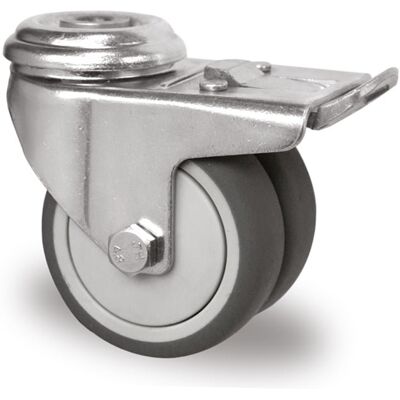 Inny producent Kółka meblowe z hamulcem otwór na śrubę 75mm TPR P2T2 Inny producent Kółka meblowe z hamulcem otwór na śrubę 75mm TPR P2T2