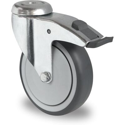 Inny producent Kółka meblowe z hamulcem/pedał plastikowy 125mm TPR P2T2 Inny producent Kółka meblowe z hamulcem/pedał plastikowy 125mm TPR P2T2