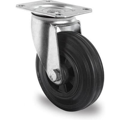 Inny producent Kółka przemysłowe skrętne 200mm Czarna Guma P4S4 Inny producent Kółka przemysłowe skrętne 200mm Czarna Guma P4S4