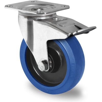 Inny producent Kółka przemysłowe z hamulcem 100mm Niebieska Guma R4E1 Inny producent Kółka przemysłowe z hamulcem 100mm Niebieska Guma R4E1