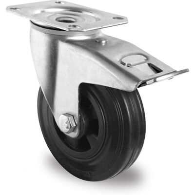 Inny producent Kółka przemysłowe z hamulcem 125mm Czarna Guma P4S4 Inny producent Kółka przemysłowe z hamulcem 125mm Czarna Guma P4S4
