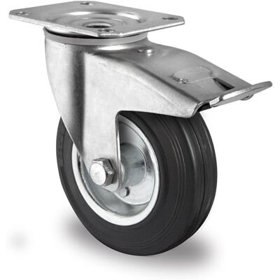 Inny producent Kółka przemysłowe z hamulcem 125mm Czarna Guma SWS4 Inny producent Kółka przemysłowe z hamulcem 125mm Czarna Guma SWS4