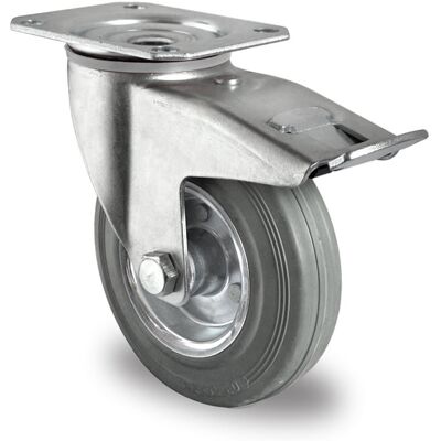 Inny producent Kółka przemysłowe z hamulcem 125mm Szara Guma SWR2 Inny producent Kółka przemysłowe z hamulcem 125mm Szara Guma SWR2
