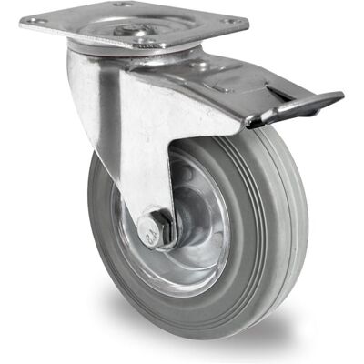 Inny producent Kółka przemysłowe z hamulcem 160mm Szara Guma SWR2 Inny producent Kółka przemysłowe z hamulcem 160mm Szara Guma SWR2