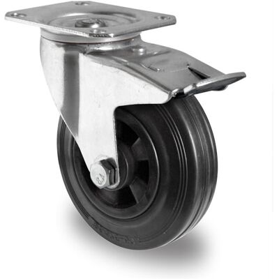 Inny producent Kółka przemysłowe z hamulcem 200mm Czarna Guma P4S4 Inny producent Kółka przemysłowe z hamulcem 200mm Czarna Guma P4S4
