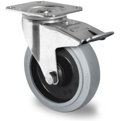 Inny producent Kółka przemysłowe z hamulcem 200mm Szara Guma R4E2 Inny producent Kółka przemysłowe z hamulcem 200mm Szara Guma R4E2