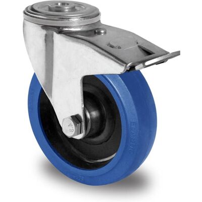 Inny producent Kółka przemysłowe z hamulcem otwór na śrubę 100mm Niebieska Guma R4F1 Inny producent Kółka przemysłowe z hamulcem otwór na śrubę 100mm Niebieska Guma R4F1