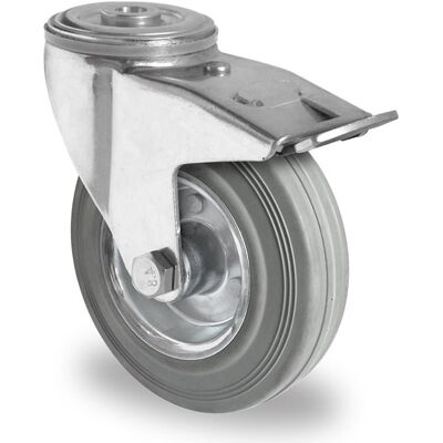 Inny producent Kółka przemysłowe z hamulcem otwór na śrubę 160mm Szara Guma SWR2 Inny producent Kółka przemysłowe z hamulcem otwór na śrubę 160mm Szara Guma SWR2