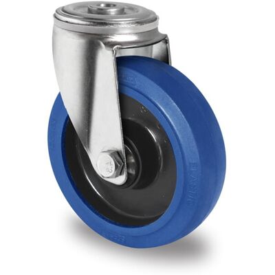 Inny producent Kółka przemysłowe z otworem na śrubę 160mm Niebieska Guma R4E1 Inny producent Kółka przemysłowe z otworem na śrubę 160mm Niebieska Guma R4E1