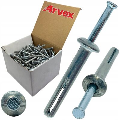 ARVEX Kołki metalowe wbijane rozporowe DO BETONU 6x50mm PPOŻ szybki montaż 100szt ARVEX Kołki metalowe wbijane rozporowe DO BETONU 6x50mm PPOŻ szybki montaż 100szt