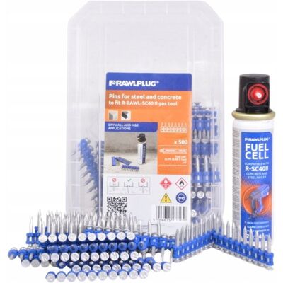 RAWLPLUG GWOŹDZIE DO STALI I BETONU 17mm 500 szt + 1 GAZ DO OSADZAKA RAWLPLUG GWOŹDZIE DO STALI I BETONU 17mm 500 szt + 1 GAZ DO OSADZAKA