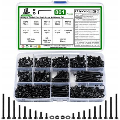 Inny producent Set 801 sztuk M3 wkrętów cylindrycznych z wewnętrznym sześciokątem, śruby i Inny producent Set 801 sztuk M3 wkrętów cylindrycznych z wewnętrznym sześciokątem, śruby i