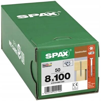 Spax Wkręty do konstrukcji drewnianych CIESIELSKIE STOŻKOWE 8x100mm 50szt Spax Wkręty do konstrukcji drewnianych CIESIELSKIE STOŻKOWE 8x100mm 50szt