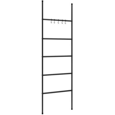 VMP Stojak drabina na ręczniki, z 5 poziomami, czarny, 58x175 cm VMP Stojak drabina na ręczniki, z 5 poziomami, czarny, 58x175 cm