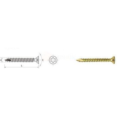 PGB Wkręt Do Drewna Ocynk Żółty Na Torx 5.0*50Mm T25 PGB Wkręt Do Drewna Ocynk Żółty Na Torx 5.0*50Mm T25