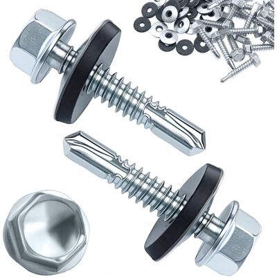 Inny producent Wkręty 130 sztuk 4.8x19mm sześciokątne samogwintujące z uszczelką Inny producent Wkręty 130 sztuk 4.8x19mm sześciokątne samogwintujące z uszczelką