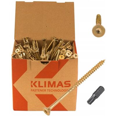 KLIMAS Wkręty Ciesielskie 8X160 Łeb Stożkowy Torx + Bit, 50 szt. KLIMAS Wkręty Ciesielskie 8X160 Łeb Stożkowy Torx + Bit, 50 szt.