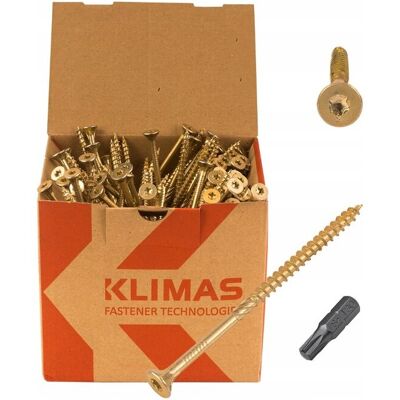 KLIMAS Wkręty Ciesielskie Do Drewna 4X40 Torx 500 Szt+Bit KLIMAS Wkręty Ciesielskie Do Drewna 4X40 Torx 500 Szt+Bit