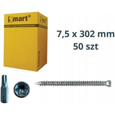 PGB Wkręty do betonu Smart 7,5 x 302 mm 50 szt. walcowy - do montażu okien PGB Wkręty do betonu Smart 7,5 x 302 mm 50 szt. walcowy - do montażu okien