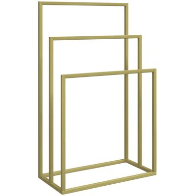 VMP Wolnostojący wieszak na ręczniki, złoty, 48x24x79 cm, żelazny VMP Wolnostojący wieszak na ręczniki, złoty, 48x24x79 cm, żelazny