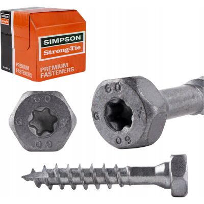 Simpson WKRETY DO ZŁĄCZY CIESIELSKICH STALOWE WYTRZYMAŁE KONSTRUKCYJNE 10X60 mm Simpson WKRETY DO ZŁĄCZY CIESIELSKICH STALOWE WYTRZYMAŁE KONSTRUKCYJNE 10X60 mm