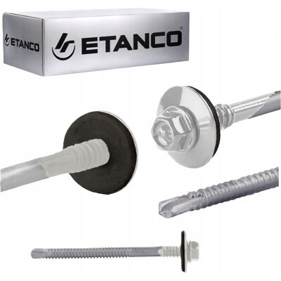 Etanco WKRETY FARMERSKIE DO BLACHY DACHOWEJ SAMOWIERCĄCE RAL9010 5,5/6,3X90 mm Etanco WKRETY FARMERSKIE DO BLACHY DACHOWEJ SAMOWIERCĄCE RAL9010 5,5/6,3X90 mm