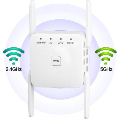 Inny producent Repeater WiFi 1200 Mb/s 5 GHz 2,4 GHz wzmacniacz sygnału Internetu WiFi dom Inny producent Repeater WiFi 1200 Mb/s 5 GHz 2,4 GHz wzmacniacz sygnału Internetu WiFi dom