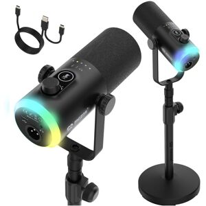 Mozos Mikrofon komputerowy studyjny USB XLR RGB czarny Mozos Mikrofon komputerowy studyjny USB XLR RGB czarny