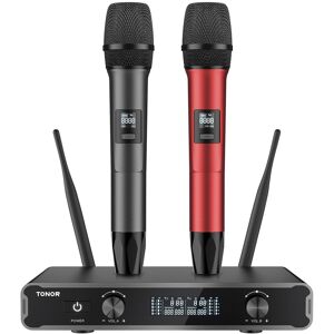 Inny producent TONOR Mikrofon Bezprzewodowy Karaoke Dualny TW450 Szary Czerwony Inny producent TONOR Mikrofon Bezprzewodowy Karaoke Dualny TW450 Szary Czerwony