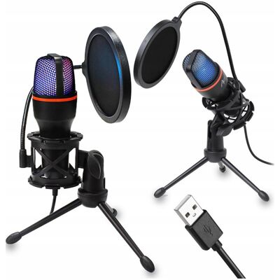 Inny producent Mikrofon Do Komputera Pc Pojemnościowy Usb Led Rgb / I-T-Ac-02 Inny producent Mikrofon Do Komputera Pc Pojemnościowy Usb Led Rgb / I-T-Ac-02
