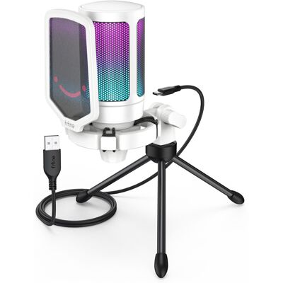 Mikrofon Pojemnościowy Studyjny Fifine A6VW Ampligame USB RGB Plug&Play Mikrofon Pojemnościowy Studyjny Fifine A6VW Ampligame USB RGB Plug&Play