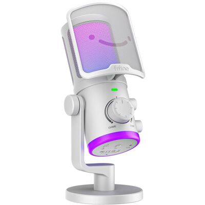 Mikrofon pojemnościowy studyjny FIFINE AM6W z TŁUMIENIEM SZUMÓW RGB Mikrofon pojemnościowy studyjny FIFINE AM6W z TŁUMIENIEM SZUMÓW RGB