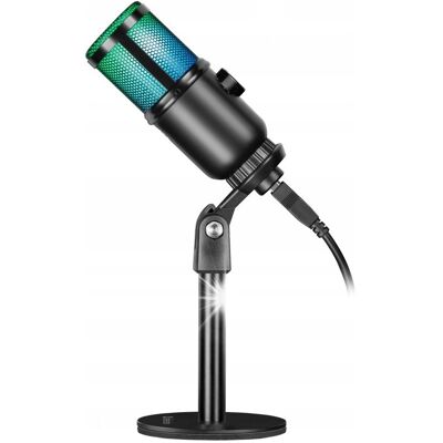 Inny producent Mikrofon przewodowy Defender GLOW GMC 400 ze statywem STREAM RGB USB / 64640 Inny producent Mikrofon przewodowy Defender GLOW GMC 400 ze statywem STREAM RGB USB / 64640